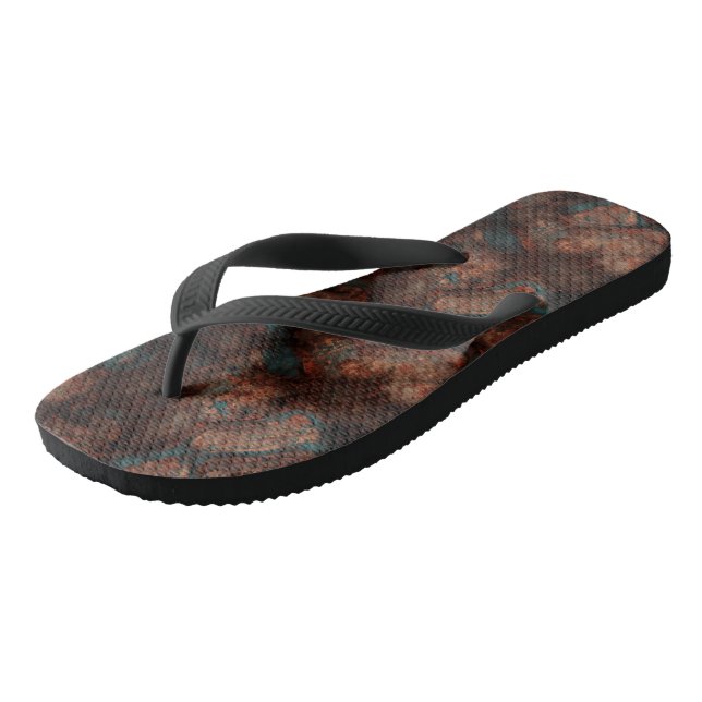 Rost und Blauer Stein Flip Flops (Schrägansicht)