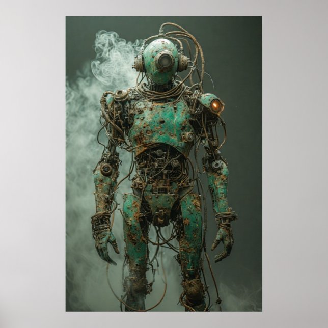 Rost und Reste: Ein dystopischer Android Poster (Vorne)