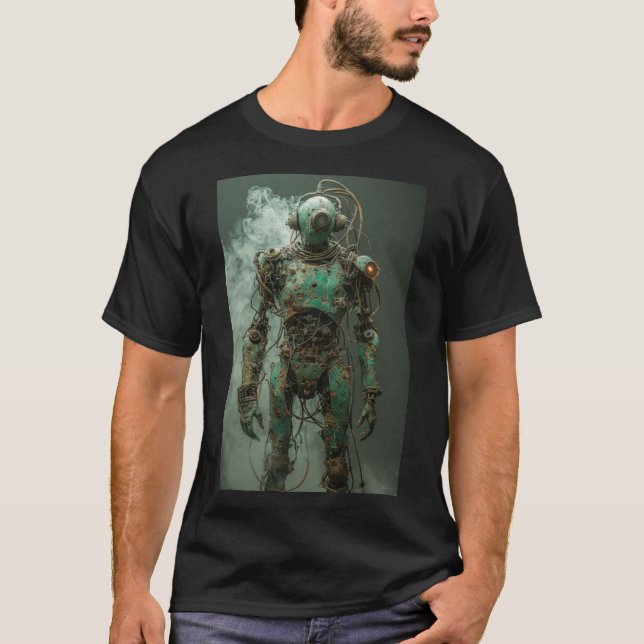 Rost und Reste: Ein dystopisches Android T-Shirt (Vorderseite)