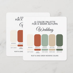 Rost und Salbeigrün Hochzeitsfarben-Palette Karte