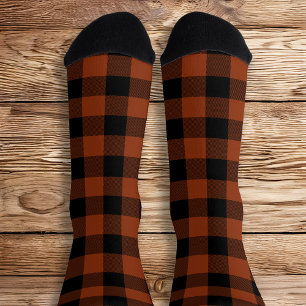 Rost und schwarzes Büffel-Karo Socken