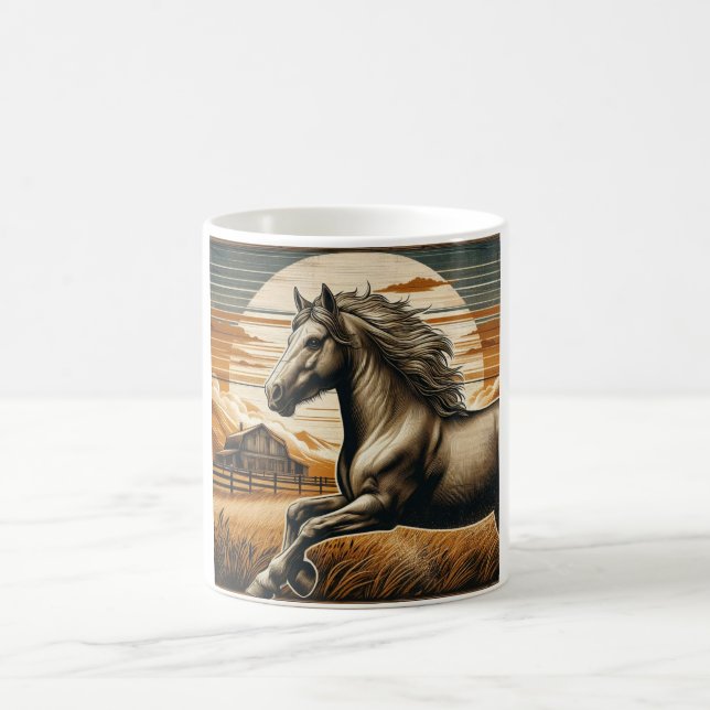 Rost/Vintages Pferd/Western Kaffeetasse (Mittel)