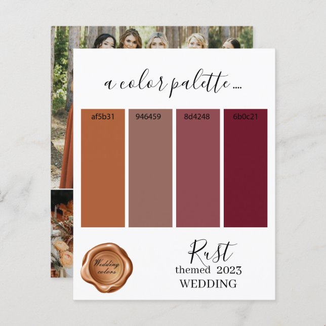 Rost Wedding Farben Palette Karte 2023 (Vorne/Hinten)