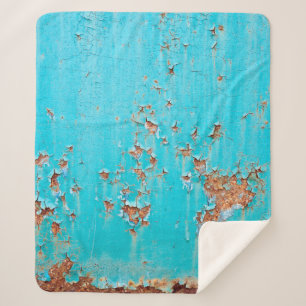 Rostblau gestrichene Metallwand. Detaillierter Fot Sherpadecke