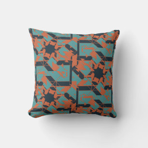 Rostblaue Navy-Mittelmeer-Zackige Mosaik Kissen