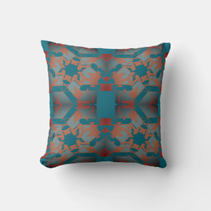 Rostblaue Teal-Mittelmeer-Blumenlace Kissen