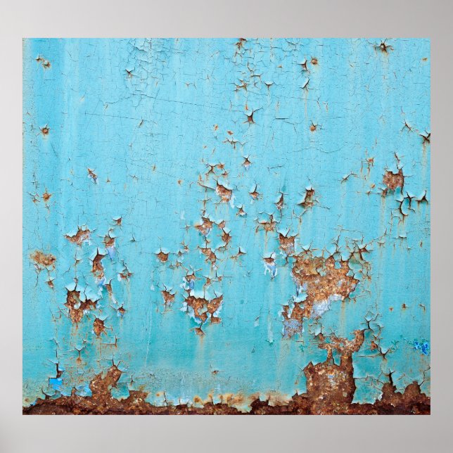 Rostblaues Metall: Texturierte Wand. Poster (Vorne)