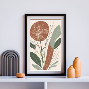 Rostblüten-Eleganz V – Moderne abstrakte Blumen W Poster