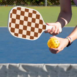 Rostbraun und beiges Schachbrettmuster Pickleball Schläger