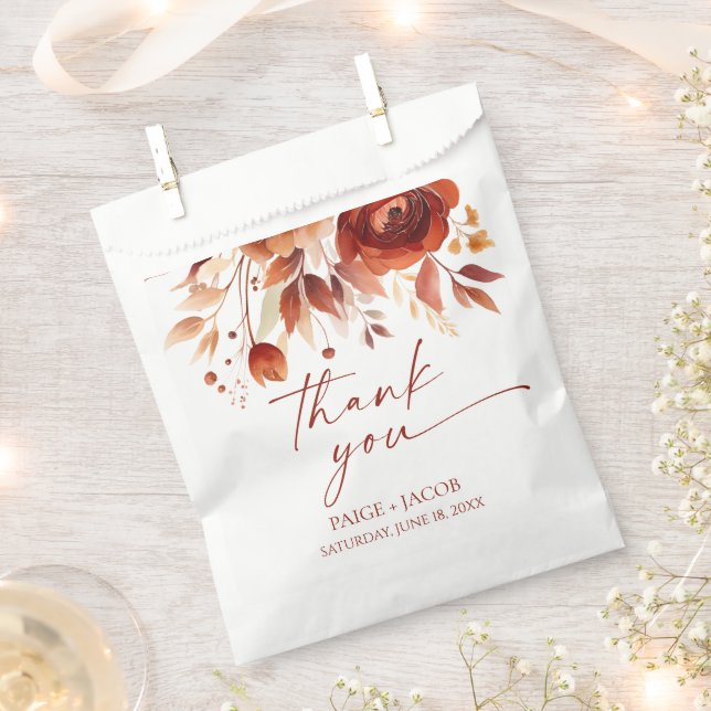 Rostbraune Bordeaux Braune Blumen Hochzeit Geschenktütchen (Ausgeschnitten)