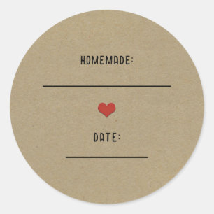 Rostbraune Kraftpapier-Rot-Herz-Homemade-Einmachgl Runder Aufkleber