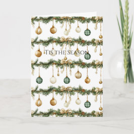 Rostbraune Schleifen Creme Grün Weihnachten Karte