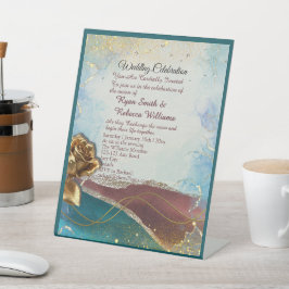 Rostbraunes goldenes abstraktes Hochzeitspodest-Sc Sockelschild
