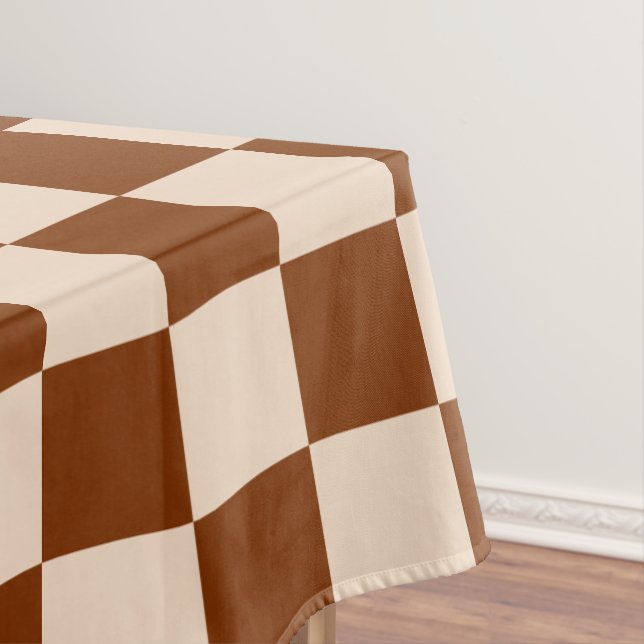 Rostbraunes und beiges Schachbrettmuster Tischdecke (Beispiel)