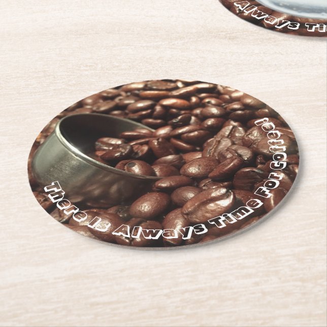 Röste Kaffeebohnen Silver Scoop Foto Custom Runder Pappuntersetzer (Angewinkelt)