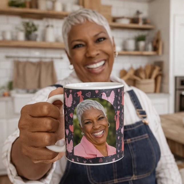 Roster-Hühner-Bauernhof Schwarz-Rosa-Foto Kaffeetasse (Von Creator hochgeladen)