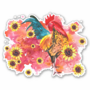 Roster mit Sonnenblumen, kundenspezifisch geschnit Aufkleber