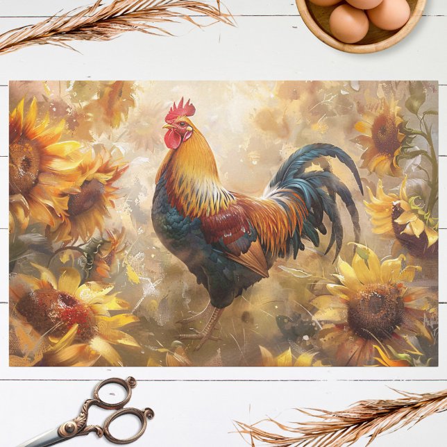 Roster mit Sonnenblumen Ölgemälde Decoupage Seidenpapier (Von Creator hochgeladen)
