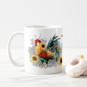 Roster mit Sonnenblumen Personalisierte Wasserfarb Kaffeetasse