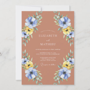 Rostes Immergrün-Blütenblatt-Hochzeit Einladung