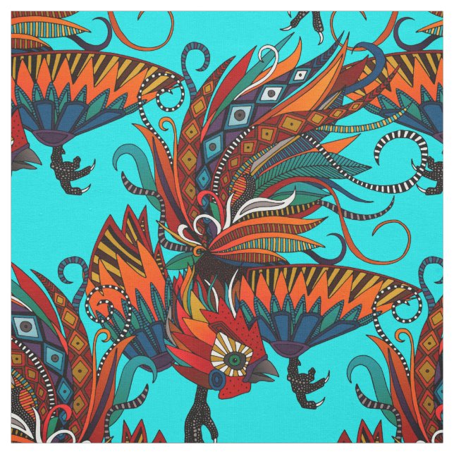 Rostfarbe Türkis Stoff (Muster)