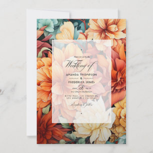 Rostfarbene Florale Hochzeit Einladung