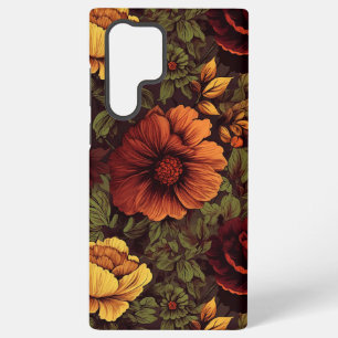 Rostfarbener Vintage-Blumenprint Samsung Galaxy Hülle