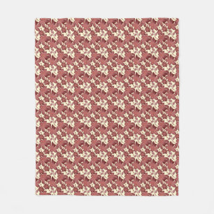 Rostfarbenes Blumenblattmuster Terrakotta Botani Fleecedecke