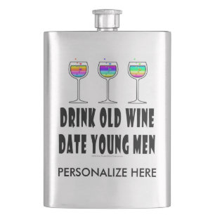 ROSTFREIE FLASCHE - TRINKE ALTEN WEIN, DATIERE JUN FLACHMANN