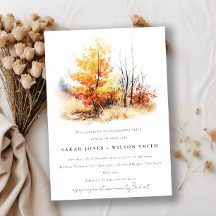 Rostgelbe Herbstfallen Landschaft Karierte Verlobu Einladung