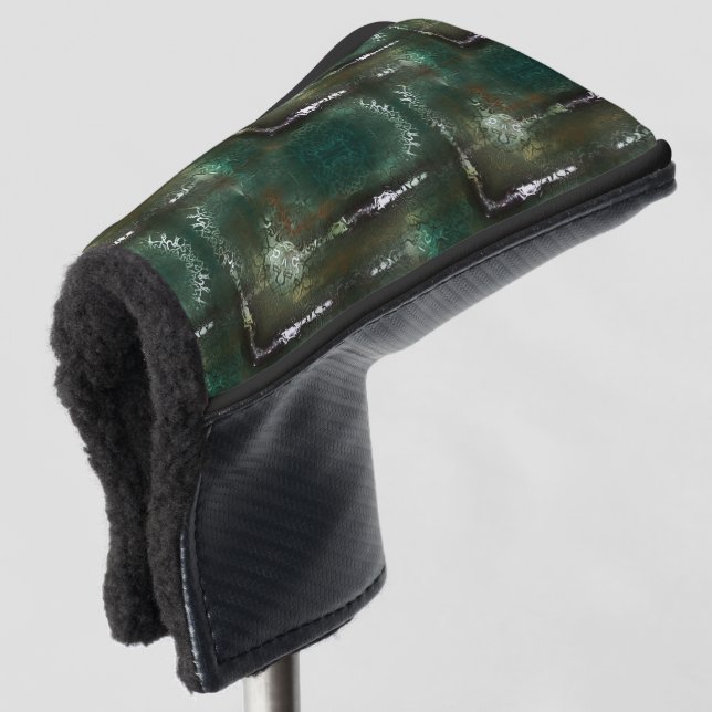 Rostgrüne Blüte, gekennzeichnet durch verschließba Golf Headcover (3/4 Vorderseite)