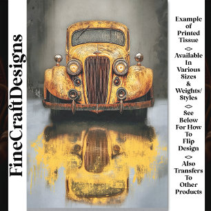 Rostig Retro Gelb Fiktives Auto AU7 Decoupage Seidenpapier
