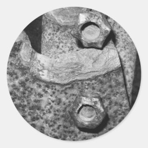 Rostige Bolzen und Schrauben Runder Aufkleber