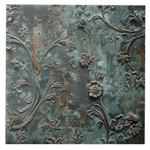 Rostige Metall Antique Blumen Fliese
