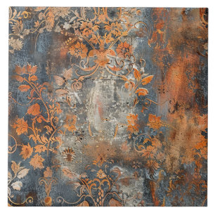 Rostige Metall Antique Blumen Fliese