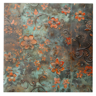 Rostige Metall Antique Blumen Fliese