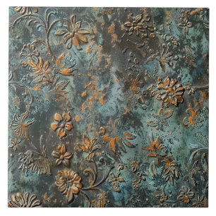 Rostige Metall Antique Blumen  Fliese