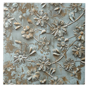 Rostige Metall Antique Blumen Fliese