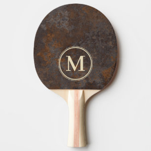 Rostige Metalltafel-Monogramm Tischtennis Schläger