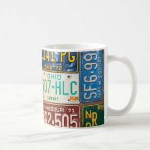 rostige Nummernschildsammlung Kaffeetasse
