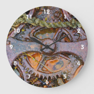 Rostige Steampunk-Maschinen-Zahnräder Große Wanduhr