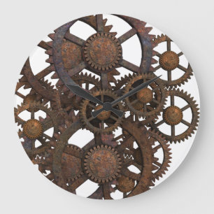 Rostige Steampunk-Metallzahnräder Große Wanduhr