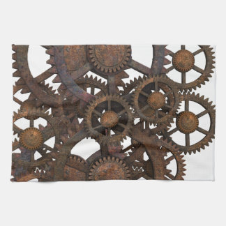 Rostige Steampunk-Metallzahnräder Küchentuch
