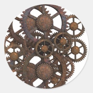 Rostige Steampunk-Metallzahnräder Runder Aufkleber