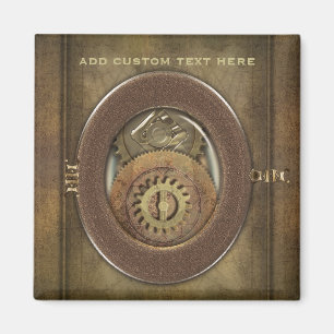 Rostige Vintage-Zahnräder Steampunk Quadrat Person Magnet