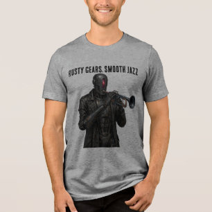 Rostige Zahnräder Smooth Jazz Steampunk Robot Trom Tri-Blend Shirt