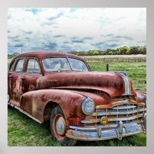 Rostiger alter Klassiker Auto Vintage Automobil Poster