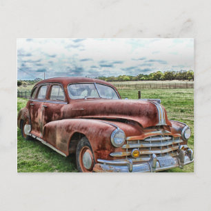 Rostiger alter Klassiker Auto Vintage Automobil Postkarte