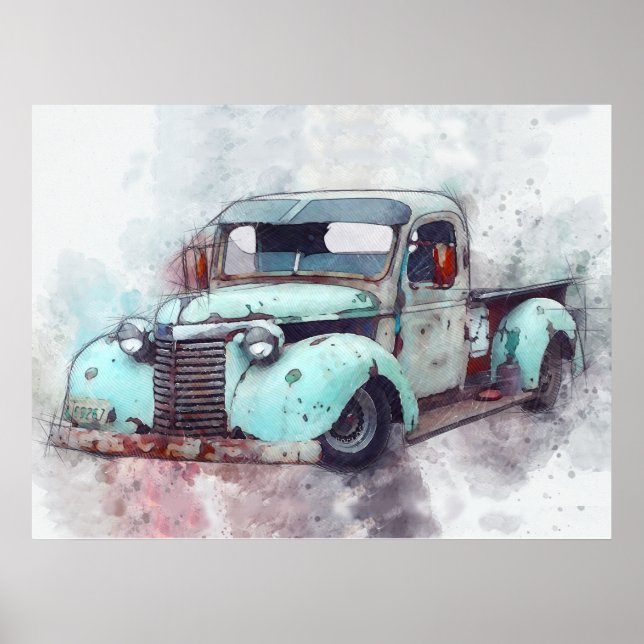 Rostiger alter Truck Vintage Poster (Vorne)