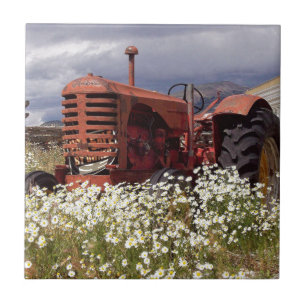 Rostiger alter Vintage-Traktor Fliese